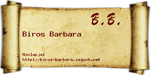 Biros Barbara névjegykártya